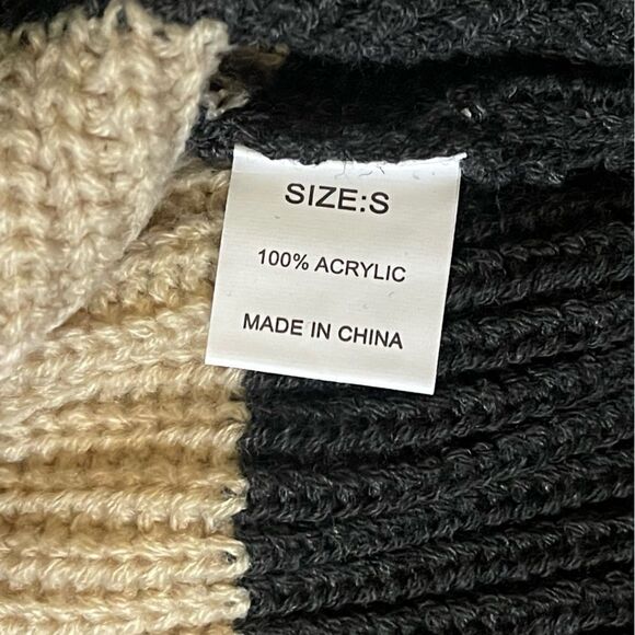 Alelly Color Block Wide Stripe Relaxed Fit V-Neck Ribbed Knit Sweater NWOT - Picture 11 of 13